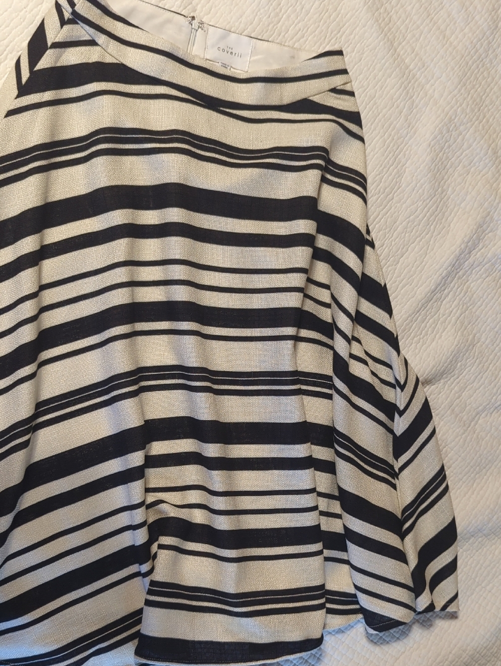Black and White Striped Flared Skirt - The Coverii